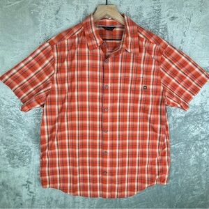 Marmot Shirt Mens XL Orange‎ Plaid Nylon Outdoor Hiking Camp